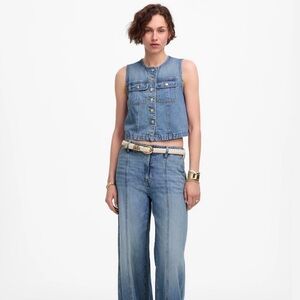 NWT Madewell Cropped Denim Vest: Airy Denim Edition | XS